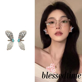 Blessedtime- ต่างหูแบบหนีบ รูปปีกผีเสื้อ น่ารัก ไม่เจาะ เครื่องประดับ สําหรับผู้หญิง