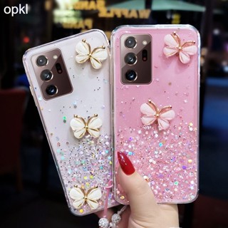 เคสโทรศัพท์ สําหรับ Realme C55 C53 C35 C33 C30 C30S C17 7i Narzo 50A Prime 4G 5G มือถือนิ่ม กันกระแทก ปิดด้านหลัง ลายผีเสื้อ แต่งกลิตเตอร์ พร้อมสายคล้องมือ