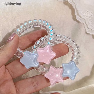 [highbuying] ยางรัดผม ห้าแฉก ดาว ยืดหยุ่น พลาสติก ยางรัดผม สายโทรศัพท์ สครันชี่ เครื่องประดับผม หมวกกันน็อก ใหม่ พร้อมส่ง