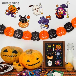 Outstanding สติกเกอร์ปริศนา เกม Make-a-Face Ghost Vampire Witch DIY ของเล่นเสริมการเรียนรู้เด็ก ของขวัญปาร์ตี้ฮาโลวีน 8 แผ่น ต่อชุด