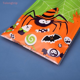 Tolongtrip&gt; ถุงพลาสติก ลายฟักทอง สําหรับใส่ขนมฮาโลวีน ปาร์ตี้ 50 ชิ้น