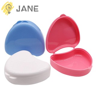 Jane กล่องพลาสติก แบบพกพา สําหรับใส่ฟันปลอม ​ กล่องฟันปลอม หลายสี สําหรับคนแก่