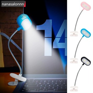 Nanasn| โคมไฟอ่านหนังสือ LED แบบคลิปหนีบ ยืดหยุ่น ขนาดเล็ก พกพาง่าย สําหรับคอมพิวเตอร์ แล็ปท็อป PC R7W2