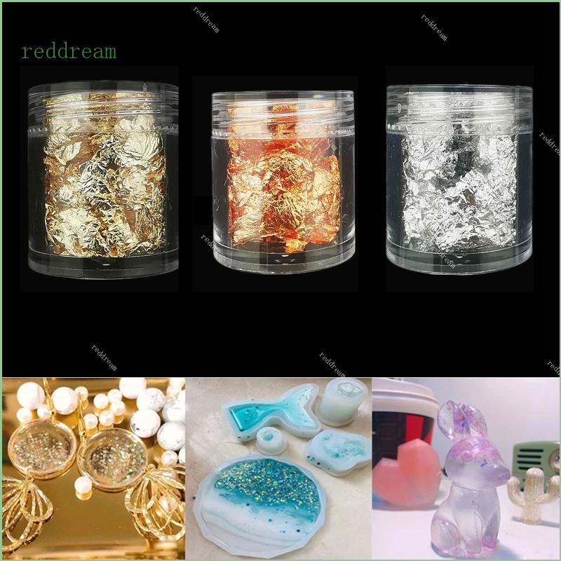 Ran แผ่นฟอยล์กลิตเตอร์ อีพ็อกซี่ สีเงิน สีทอง สําหรับตกแต่งเล็บ DIY