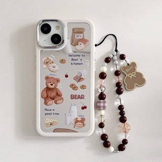 เคสโทรศัพท์มือถือแบบกระจกแข็ง ลายหมี สําหรับ iPhone 11 12 12Pro 12ProMax 13 13Pro 13ProMax 14 14Pro 14ProMax