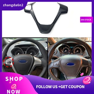 【พร้อมส่ง】ขอบแผงพวงมาลัยรถยนต์ คาร์บอนไฟเบอร์ สําหรับ Ford Fiesta MK7 2009-2017 Ecosport 2012-2017