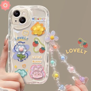 เคสโทรศัพท์มือถือแบบนิ่ม ลายการ์ตูนกระต่าย ดอกไม้ 3D พร้อมตุ๊กตา และสายคล้องมือ สําหรับ Realme C25 C11 C51 C25Y C21Y C55 C53 C31 C20 C30 C15 5 7i 9i 5i 6i 5s C35 C33 C25s C21 C12 C17 C1 C20A C3