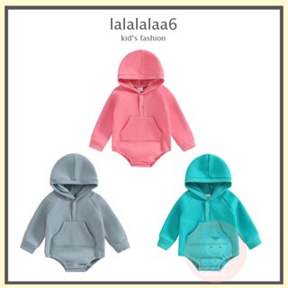 Laa6- ชุดรอมเปอร์ แขนยาว มีกระเป๋าด้านหน้า สีพื้น สําหรับเด็กทารก เหมาะกับฤดูหนาว