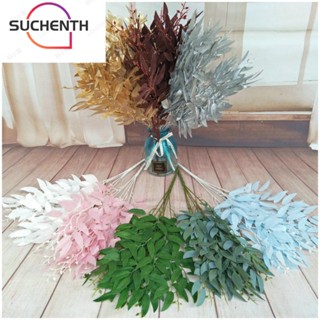 Suchenth ใบหญ้าปลอม ผ้าไหม หลากสี 55 ซม. สีเขียว สําหรับตกแต่งบ้าน