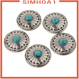 [Simhoa1] ปุ่มสกรู ทรงกลม ลายดอกไม้ สีเขียวขุ่น สําหรับกระเป๋าสตางค์ 5 ชิ้น