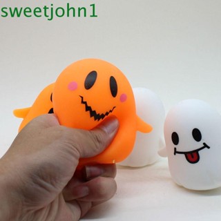 Sweetjohn ของเล่นบีบสกุชชี่ รูปฟักทองฮาโลวีน เรืองแสง แบบนิ่ม สําหรับเด็ก