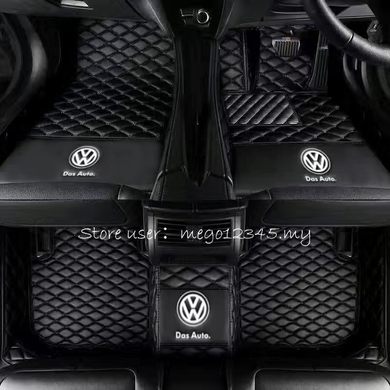 พรมปูพื้นรถยนต์ แบบหนัง สําหรับ Volkswagen vw Golf GTi MK5 MK6 MK7 TSI MK7.5 MK8