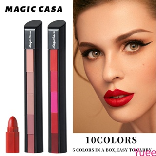 Magic Casa Five Colour Matte Lipstick ผสมผสานกับ 5 ส่วน Matte Velvet Non Stick Cup Lip Gloss yuee