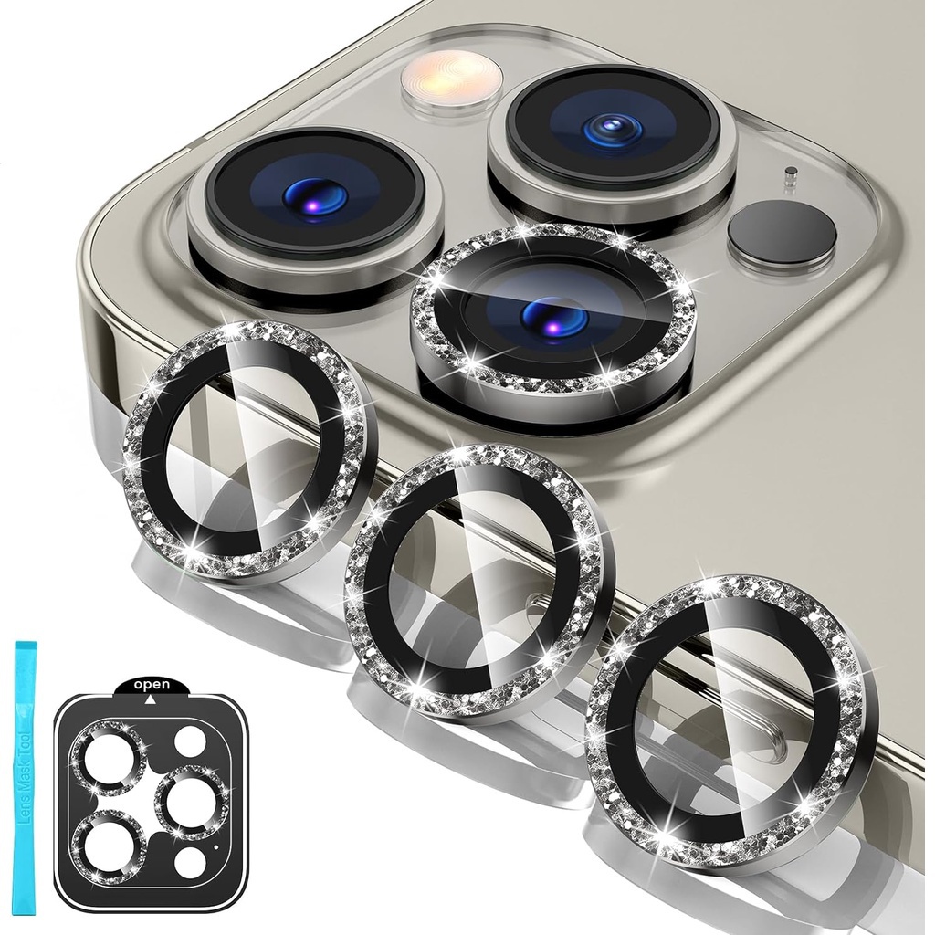 สําหรับiPhone 15 Pro/iPhone 15 Pro Maxกล้องเลนส์Protector, 9Hกระจกนิรภัยกล้องป้องกันหน้าจอ,โลหะแต่ละ