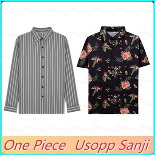 เสื้อเชิ้ตแขนสั้น พิมพ์ลายการ์ตูนวันพีช Usopp Sanji เครื่องแต่งกายคอสเพลย์ สําหรับชาย และหญิง