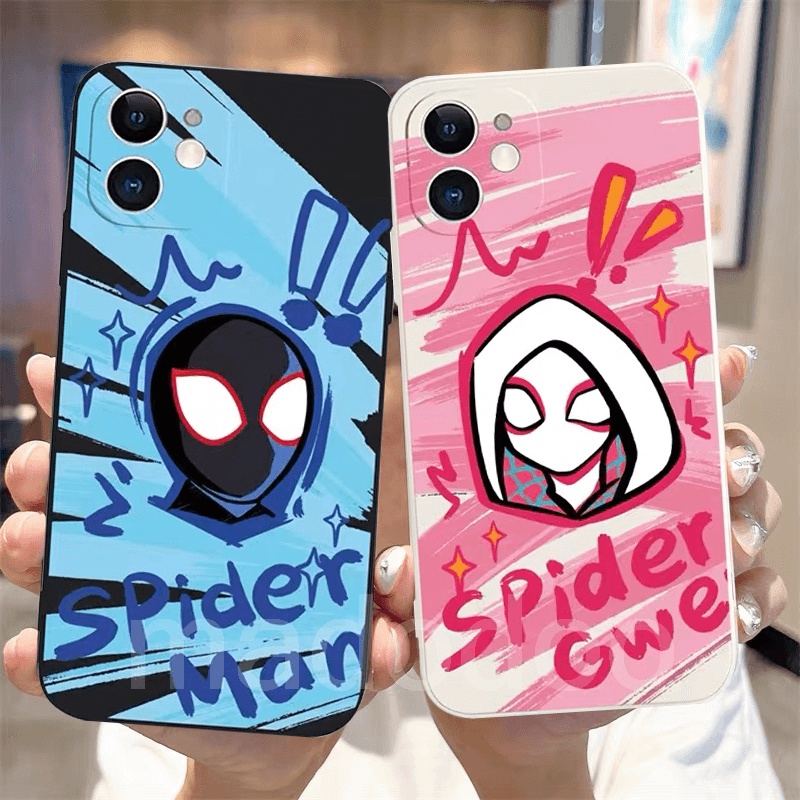Casing Samsung Galaxy S23 S22 S21 S20 FE Plus Note 20 Ultra 4G 5G J7 Pro J2 Prime J6 J4 Plus A10S A20S A7 A9 2018 Straight Edge Fine Hole Couple Spider-Man Soft Phone Case 1MDD 63