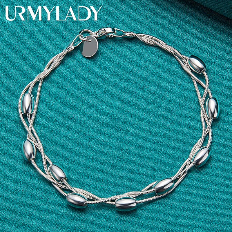 Urmylady สร้อยข้อมือเงินสเตอร์ลิง 925 ประดับลูกปัด คุณภาพสูง แฟชั่นสําหรับผู้หญิง งานแต่งงาน