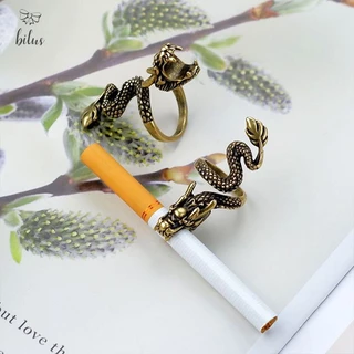 ส่งเร็ว- แหวนใส่บุหรี่ ลายมังกร สไตล์เรโทร สร้างสรรค์ สําหรับของขวัญ