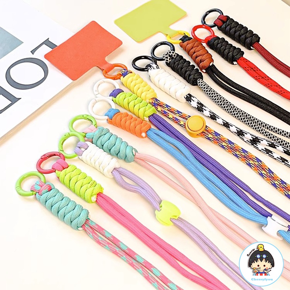 สายคล้องโทรศัพท์มือถือ สีมาการอง ปรับความยาวได้ ทนทาน พร้อมจี้ห้อย สําหรับ Iphone