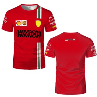 เสื้อยืด คอกลม พิมพ์ลายรถยนต์แข่ง Ferrari Formula One 3D โอเวอร์ไซซ์ แฟชั่นฤดูร้อน สําหรับผู้ชาย