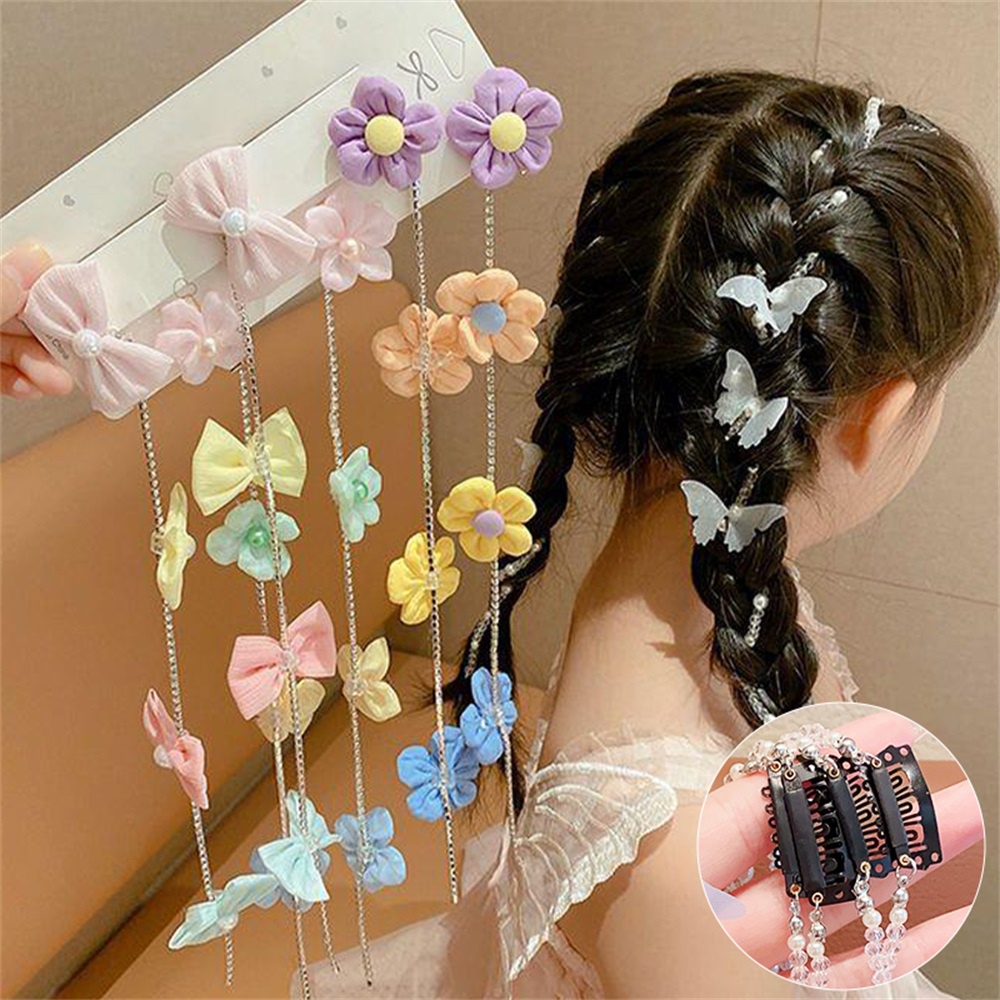 กิ๊บติดผม แบบถัก ลายดอกไม้ สีแคนดี้ แวววาว สร้างสรรค์ เครื่องประดับผม สําหรับเด็กผู้หญิง 2 ชิ้น