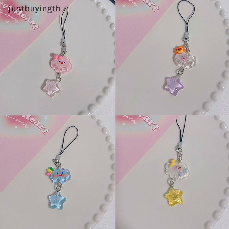 [JBTH] พวงกุญแจสายคล้องโทรศัพท์มือถือ ลายการ์ตูนเมฆ ดาวน่ารัก สีแคนดี้ สําหรับเด็กผู้หญิง [JB]