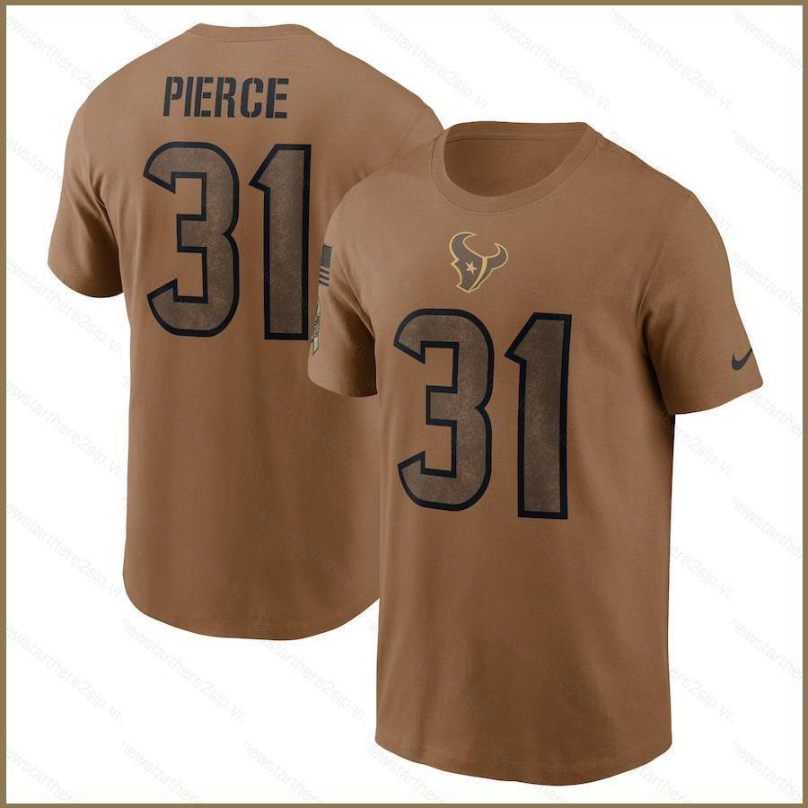 Qy 2023-2024 เสื้อยืดแขนสั้น พิมพ์ลาย NFL Houston Texans Pierce Salute To Service พลัสไซซ์ สีน้ําตาล สําหรับผู้ชาย และผู้หญิง