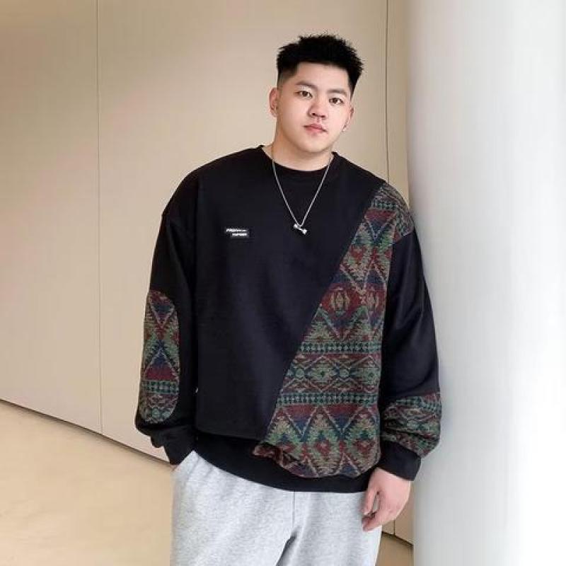 เสื้อยืดกันหนาว คอกลม แขนยาว ทรงหลวม ขนาดใหญ่ แฟชั่นสไตล์เกาหลี สําหรับผู้ชาย ไซซ์ M - 8XL