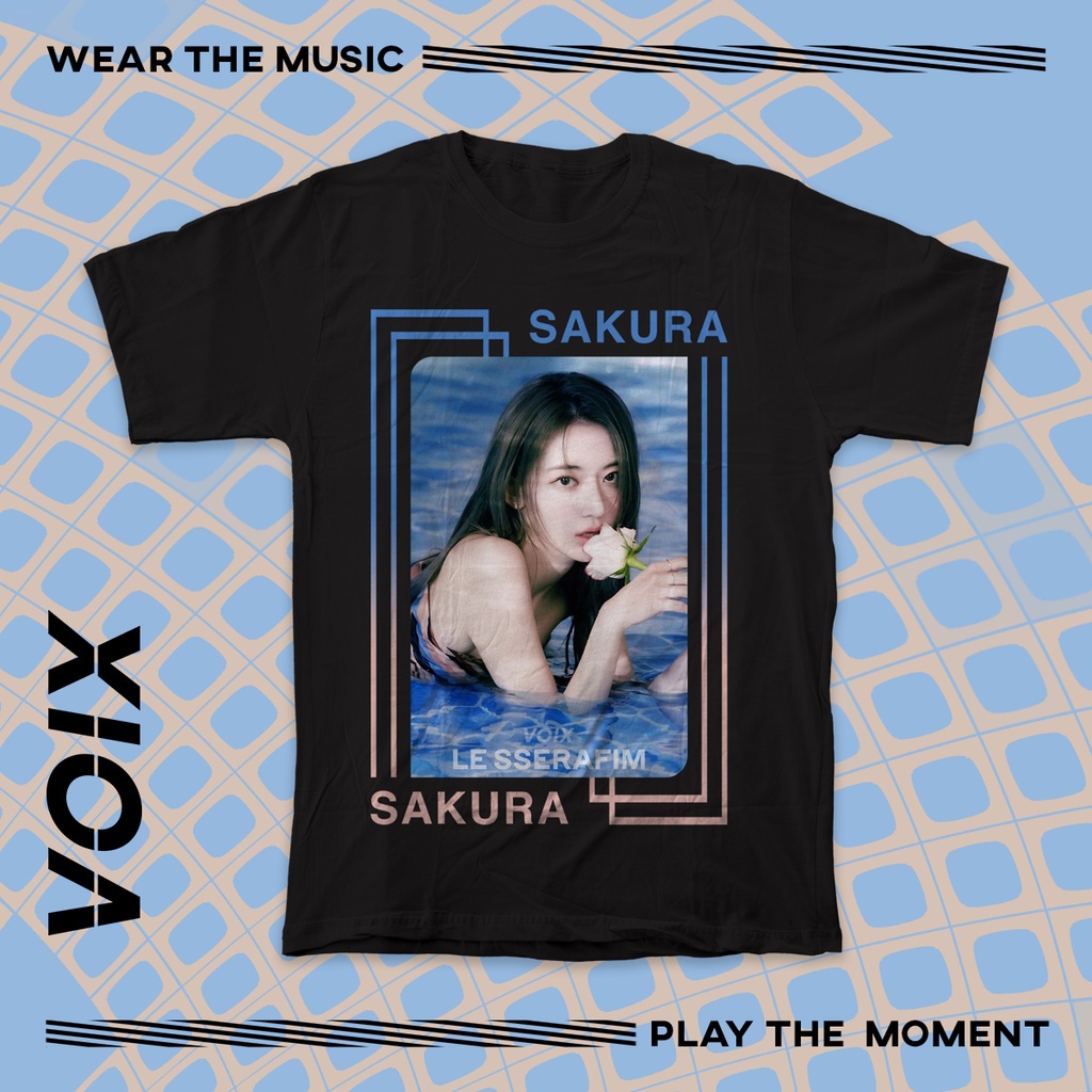 ร่ำรวย คอตต้อนคอกลมเสื้อยืด พิมพ์ลาย Kpop LE SSERAFIM "FEARLESS" Chaewon Sakura Yunjin Kazuha Salt E