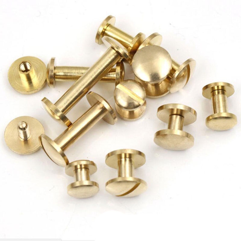 10pcs Diameter 8mm 9mm 10mm Craft Belt Wallet Solid Brass Leather Nail Rivets Chicago Screws length3-20mm – โปรปัง