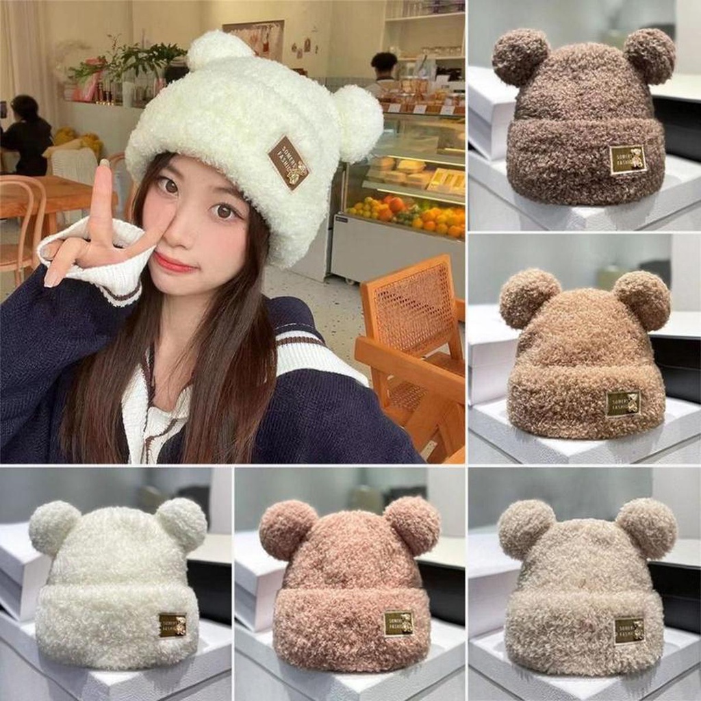 【พร้อมส่ง】miss bag fashion หมวกตุ๊กตาหูหมีน่ารักสำหรับผู้หญิง หมวกมีสไตล์และอบอุ่น