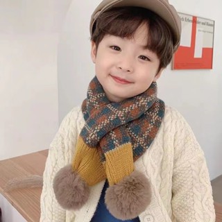 ผ้าพันคอ ผ้าวูลถัก ลายสก๊อต แฟชั่นฤดูใบไม้ร่วง และฤดูหนาว สไ…