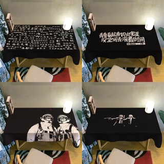 ผ้าปูโต๊ะ ป้องกันฝุ่น สีดํา สไตล์เรโทร สําหรับหอพักนักเรียน