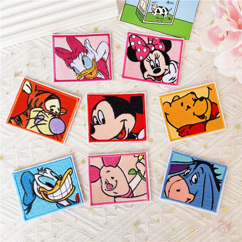 ♚ แผ่นแพทช์เหล็ก ทรงสี่เหลี่ยมผืนผ้า ลายหมีพูห์ หมู อียอร์ มิกกี้ โดนัลด์ดั๊ก ♚ แผ่นแพทช์รีดติดเสื้อ DIY 1 ชิ้น