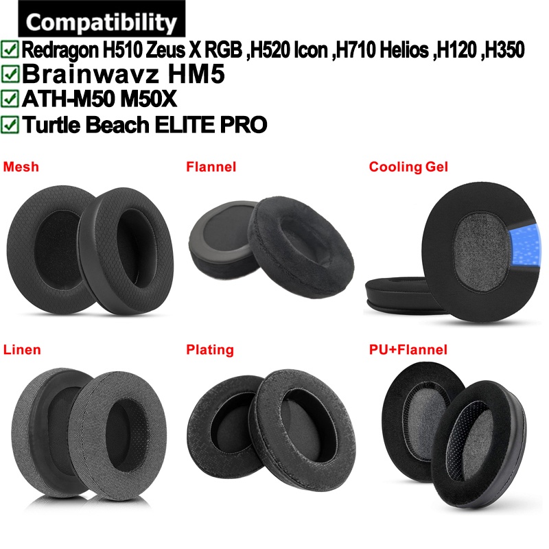 แผ่นครอบหูฟัง สําหรับ Redragon H510 Zeus X RGB H520 Icon H710 Helios H120 H350 Brainwavz HM5 ATH-M50