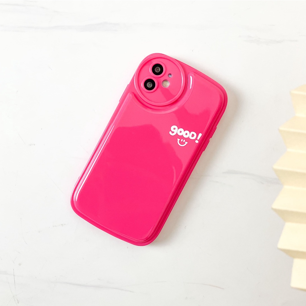 I.Case_Store 2 รอบ Clear Glossy Fanta Pink Motif ดีเข้ากันได้กับ iPhone 7 8 Plus X Xs Max XR 11 Pro 