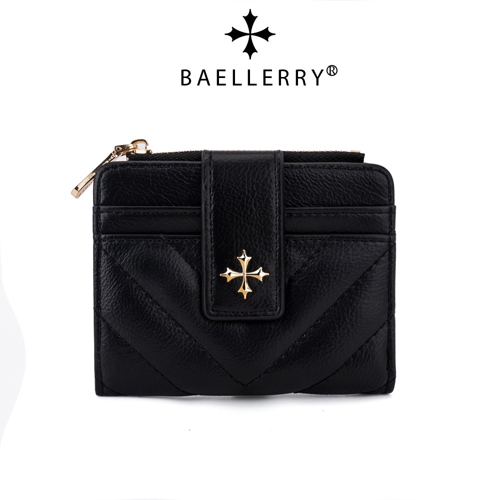 Baellerry's กระเป๋าสตางค์ใบสั้น กระเป๋าใส่เหรียญ มีซิป หลายช่อง เรียบง่าย สําหรั