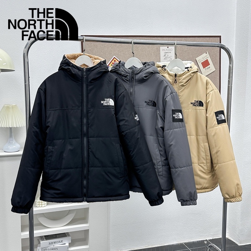 เสื้อแจ็กเก็ต ผ้าฝ้าย มีฮู้ด ปักลายโลโก้ The North Face แบบดั้งเดิม แฟชั่นฤดูหนาว สําหรับคู่รัก