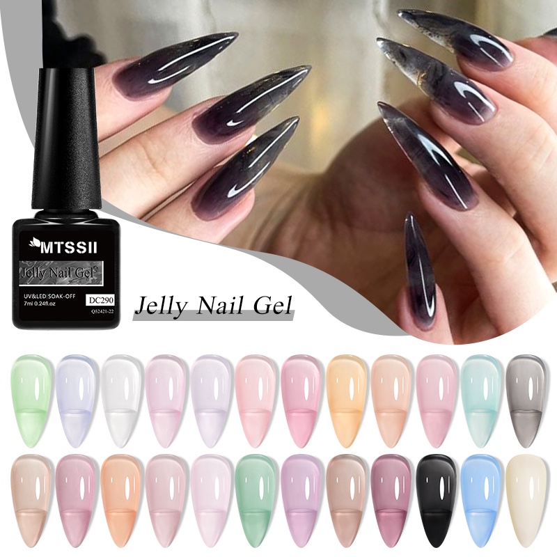 MTSSII ยาทาเล็บเจลลี่ แบบใส กึ่งถาวร สีนู้ด สีชมพู สําหรับตกแต่งเล็บ (7 มล.)