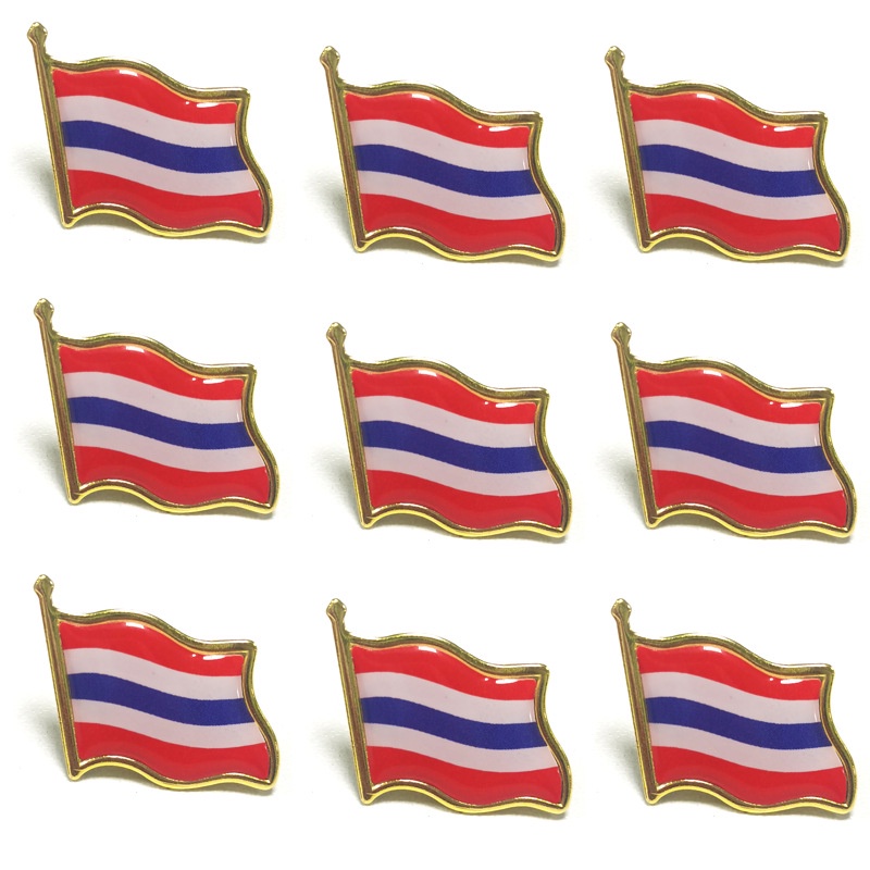 เข็มกลัด รูปธงชาติไทย ประดับคริสตัล สําหรับตกแต่ง