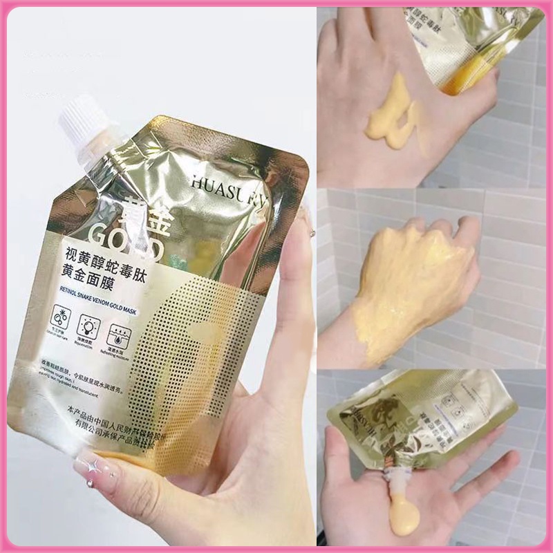 HUASURV mask มาส์กลอกหน้าทองคำ ครีมมาส์กหน้าไวท์เทนนิ่ง มาส์กทองคำ หน้าใสเด้งกระชับ