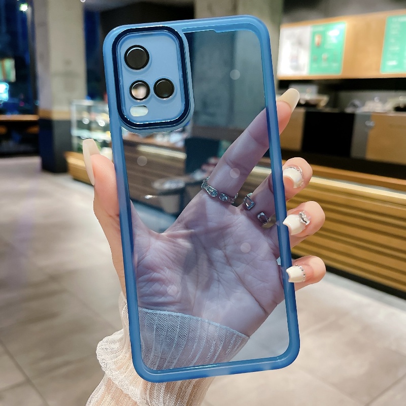 เคส vivo y21e y21 y33s y33t Y21 2026 ฟิล์มถ่ายภาพป้องกันหลายสีโปร่งใส, เลนส์แฟลช, เคสโทรศัพท์แบบนุ่มด้วยไฟฟ้า