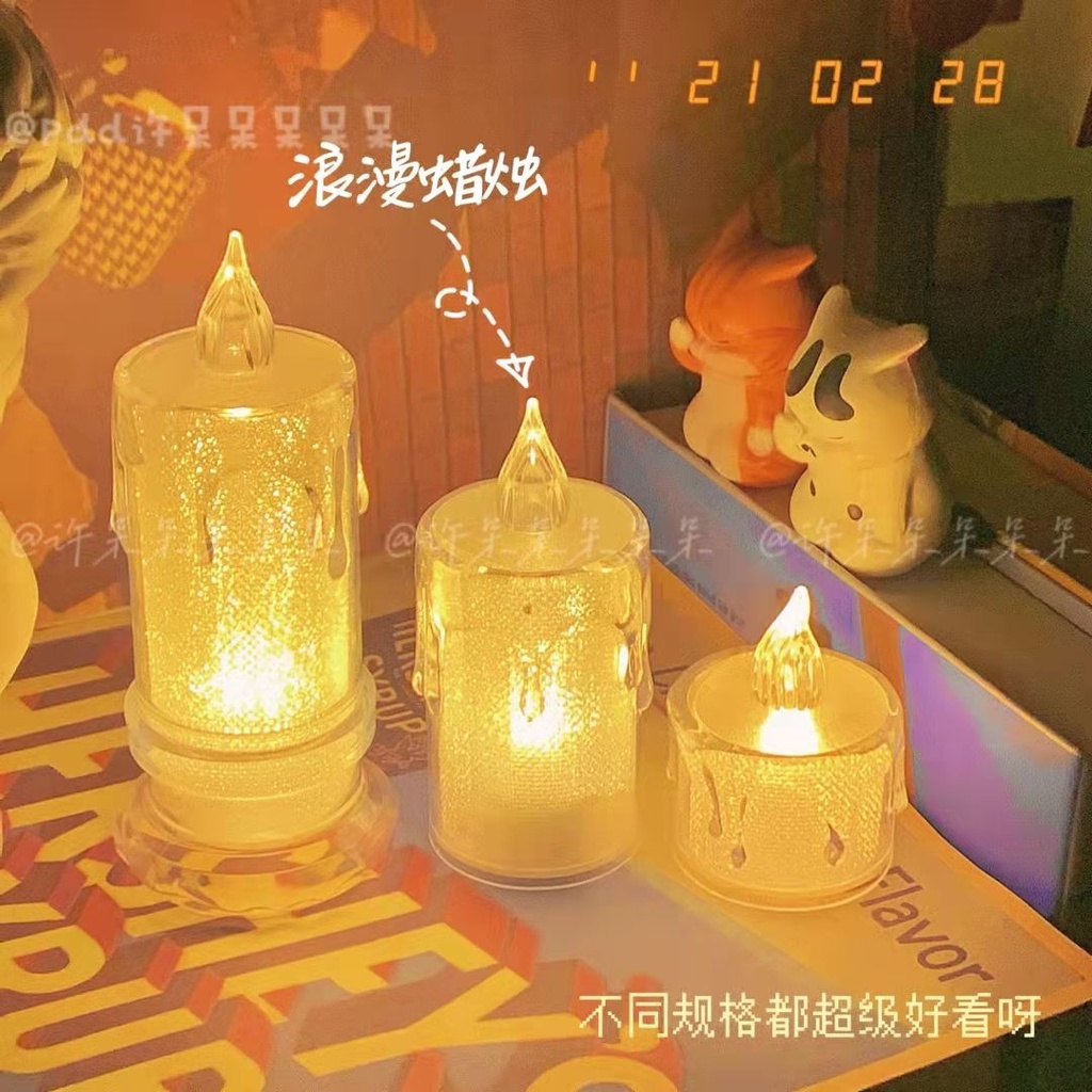 เทียน LED ไฟเทียนอิเล็กทรอนิกส์ ไฟตกแต่งห้องนอน ของขวัญวันเกิด อุปกรณ์ประกอบฉากถ่ายรูป - รูปที่ 3