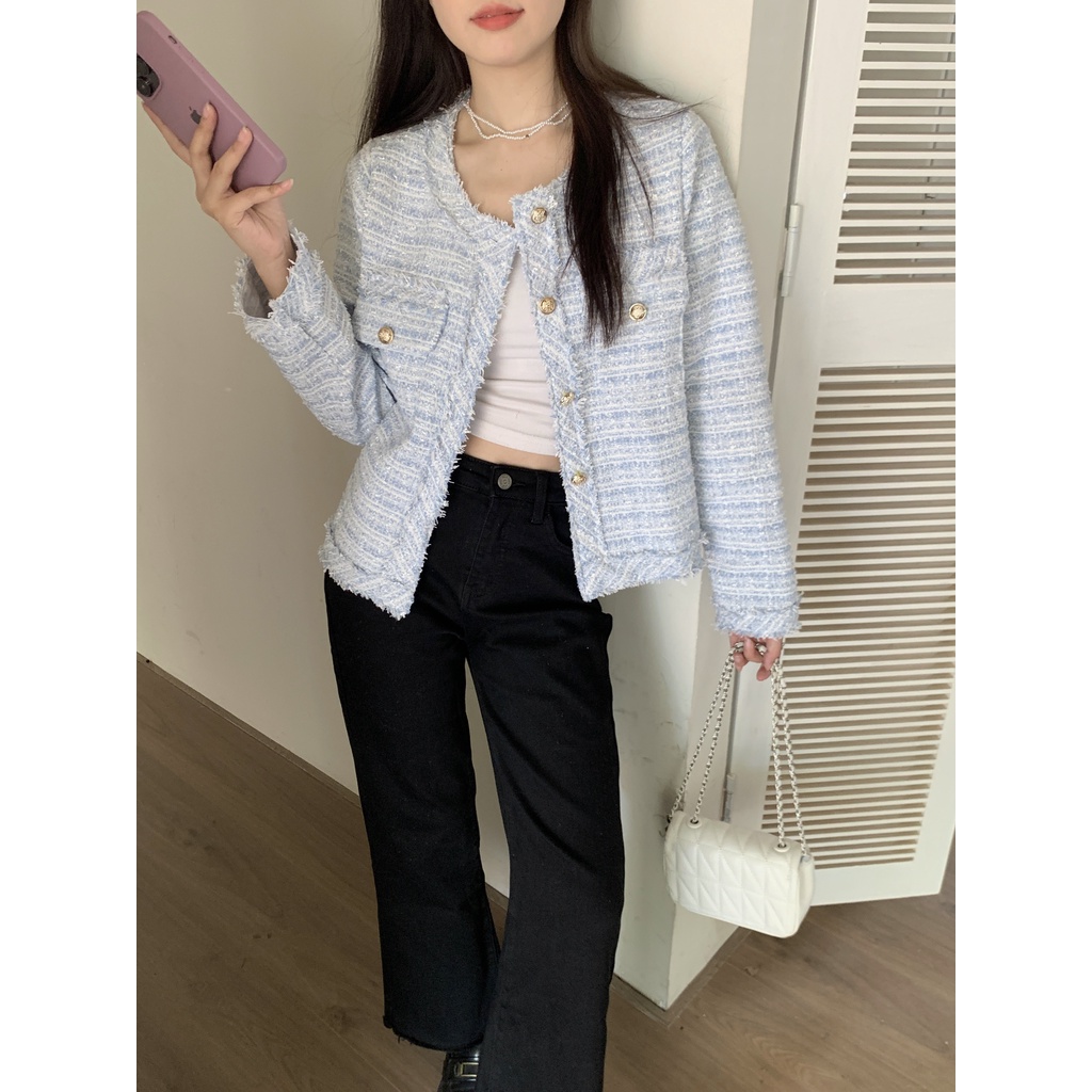 Suxi เสื้อแจ็กเก็ตแขนยาวลําลอง ทรงหลวม สไตล์เกาหลี ฝรั่งเศส แฟชั่นสําหรับผู้หญิง