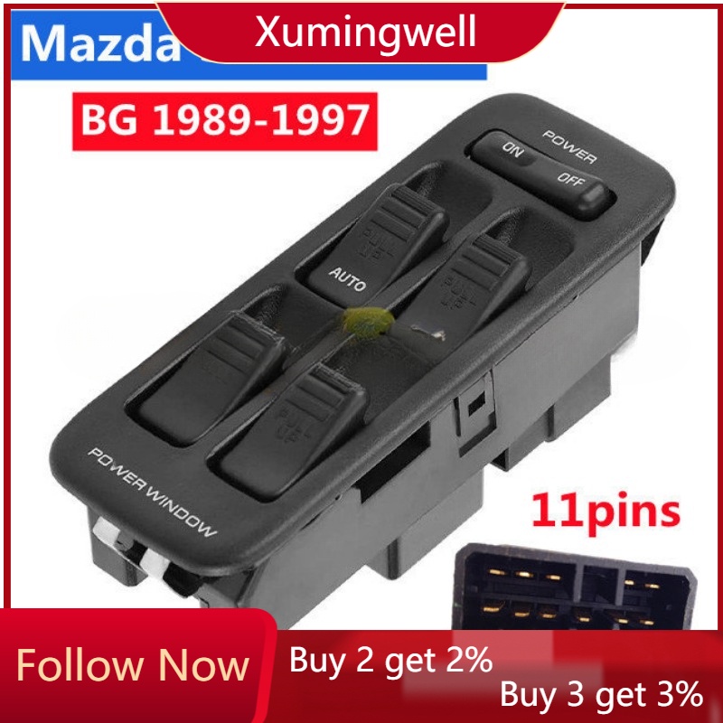 11pins ด้านหน้าซ้าย Power Master Window Switch Fit สําหรับ Mazda Familia 323 Astina BG 1989-1997, Fo