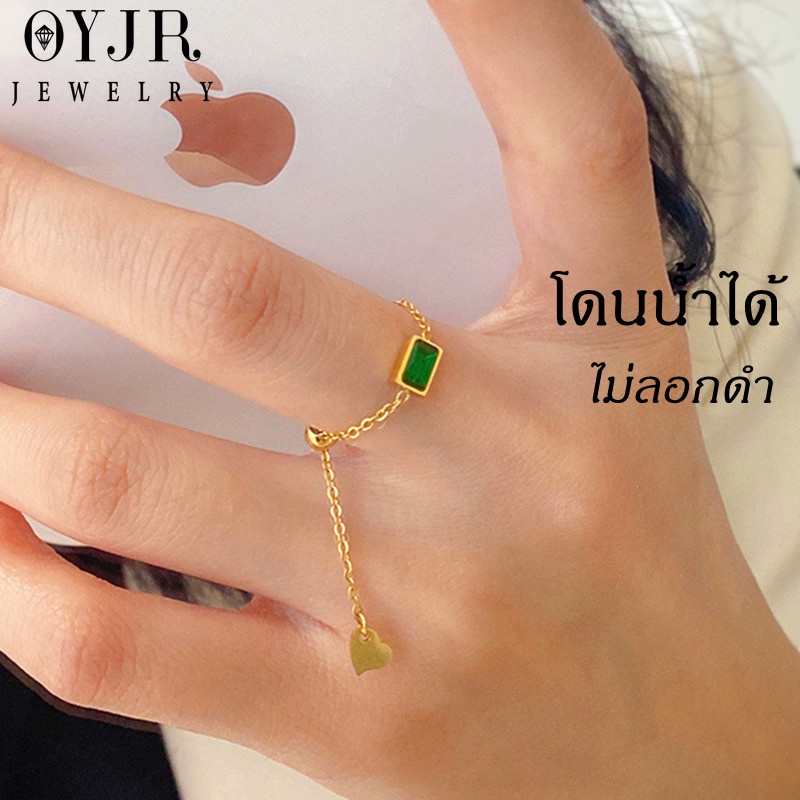 OYJR แหวนสแตนเลส แบบดึง แหวนปรับขนาดได้แฟชั่นสำหรับผู้หญิง