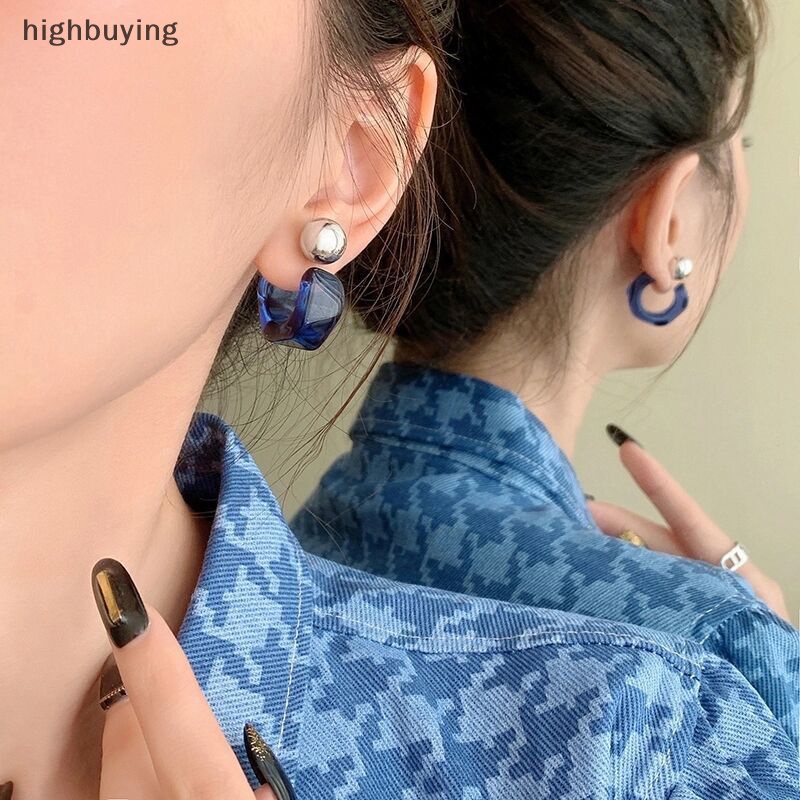 [highbuying] 1 คู่ เรซิ่นใส ห่วง ต่างหู รูปตัว C ต่างหู สําหรับผู้หญิง เด็กผู้หญิง ไม่สม่ําเสมอ เรขาคณิต ต่างหู อินเทรนด์ แฟชั่น ปาร์ตี้ เครื่องประดับ ใหม่ พร้อมส่ง