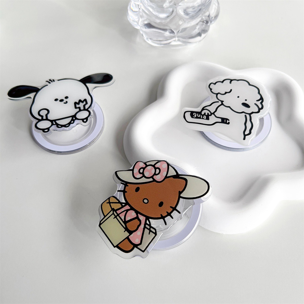 ขาตั้งโทรศัพท์มือถือ แบบแม่เหล็ก ป้องกันการตก ลายเฮลโลคิตตี้ ผีเสื้อ และคิตตี้ สําหรับโทรศัพท์มือถือ แท็บเล็ต - รูปที่ 3