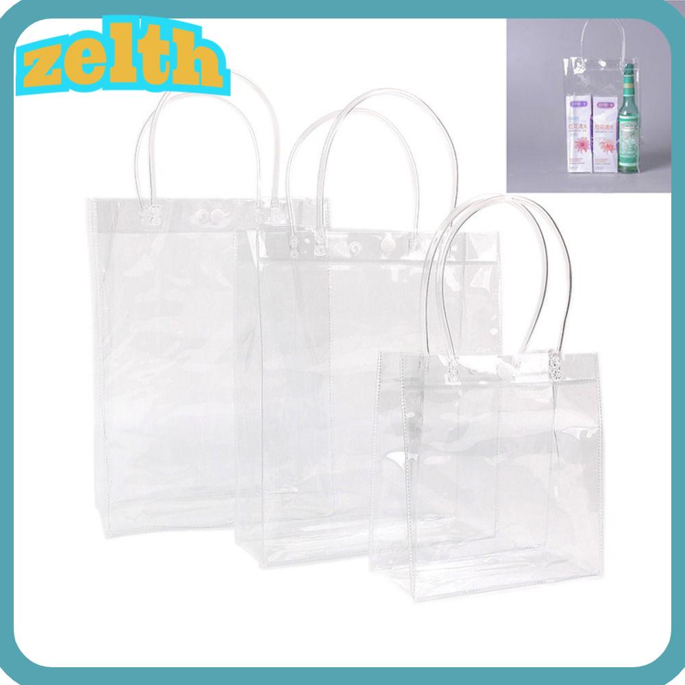 Zelth กระเป๋าช้อปปิ้ง PVC ใส พร้อมหูหิ้ว พลาสติกใส สําหรับใส่เครื่องสําอาง