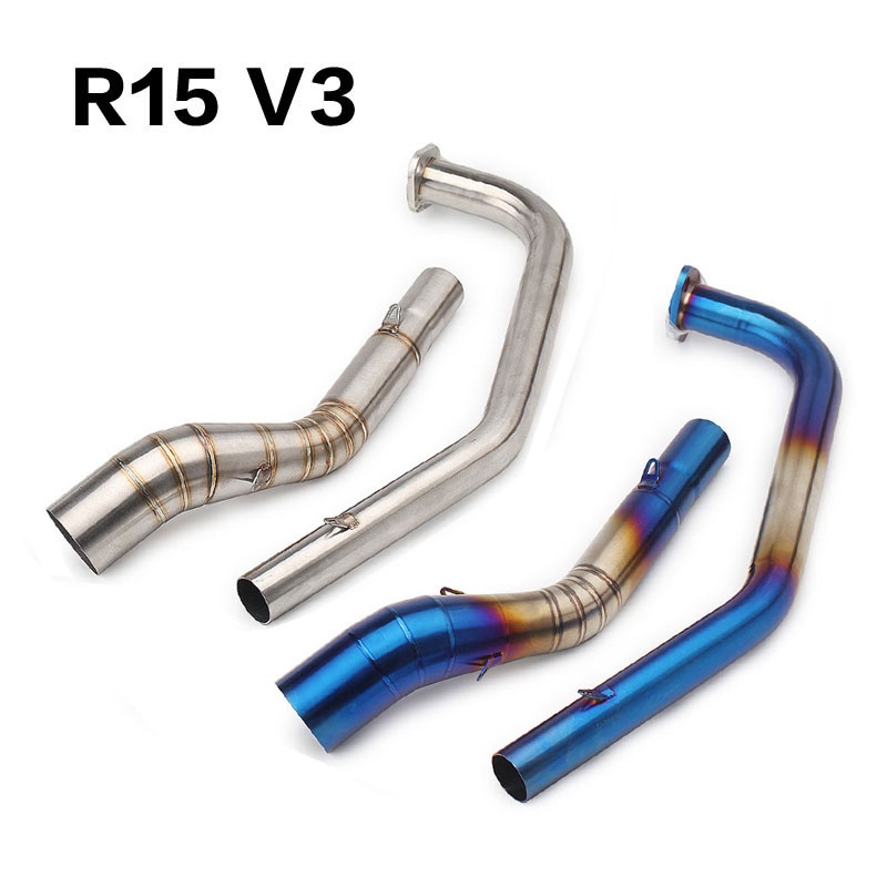 ท่อหัวท่อไอเสียรถจักรยานยนต์สแตนเลสแบบสวมสําหรับ R15V3 MT-15 ท่อข้อศอก